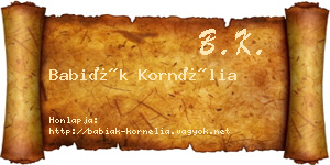 Babiák Kornélia névjegykártya